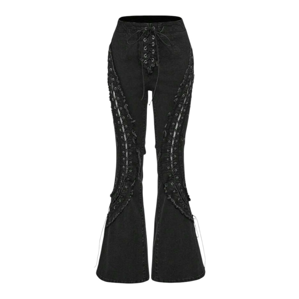 ROMWE Black Grunge Punk Flare Jeans